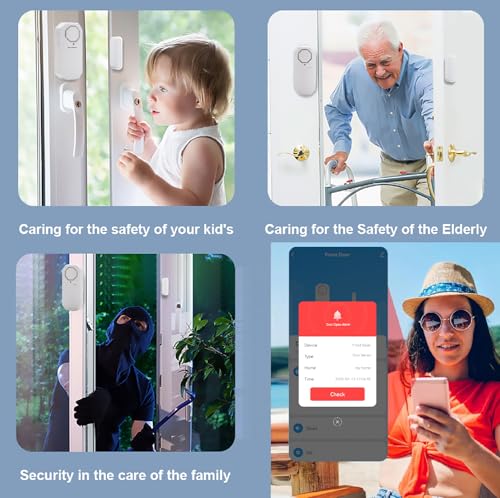 Evernary Door Window Pool Alarm with Remote Control1Pcs WiFi Smart Wireless Magnetic Sensor AntiTheft Door Alarms for Kids Safety Home Store Garage Apartment Business Security WiFi Function - Image 3