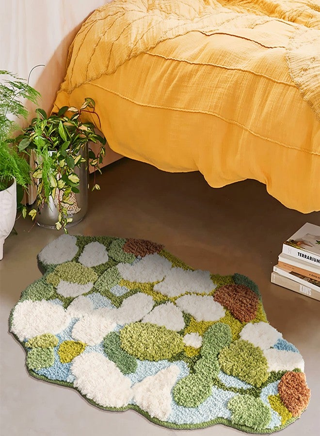 LEVINIS Moss Bath Mats Cute Decorative Moss Rug for Bathroom Soft Shag Bedroom Bedside Area Rugs Non Slip Washable Bath Mat for Kids 35''×24'' - Image 3
