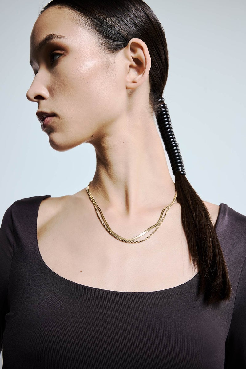 DeFacto Gold Woman Woman Gold 2 Piece Steel Necklace Casual - Image 1