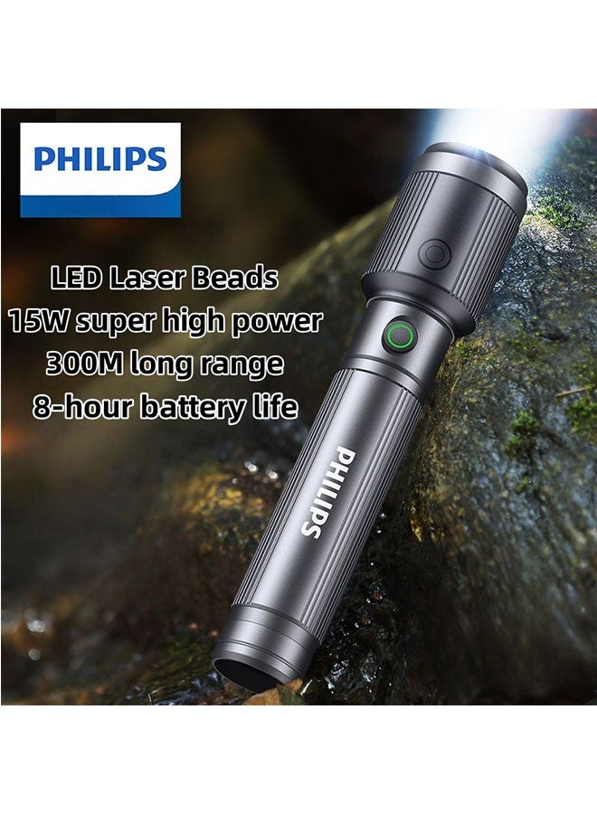 Philips Waterproof Body Aluminum Alloy Rechargeable Flashlight with Strong Light, Long Battery Life, Zoom, Outdoor and Home Lighting Emergency Ligh - Image 1