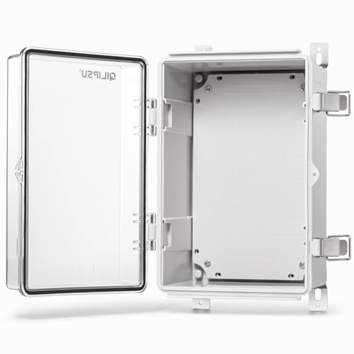 QILIPSU Waterproof Junction Box IP67 Outdoor Plastic Electrical Project Enclosure Weatherproof with Mounting Plate, Wall Brackets, Hinged Clear Cover 11.8"x7.9"x6.7" CC - Image 1