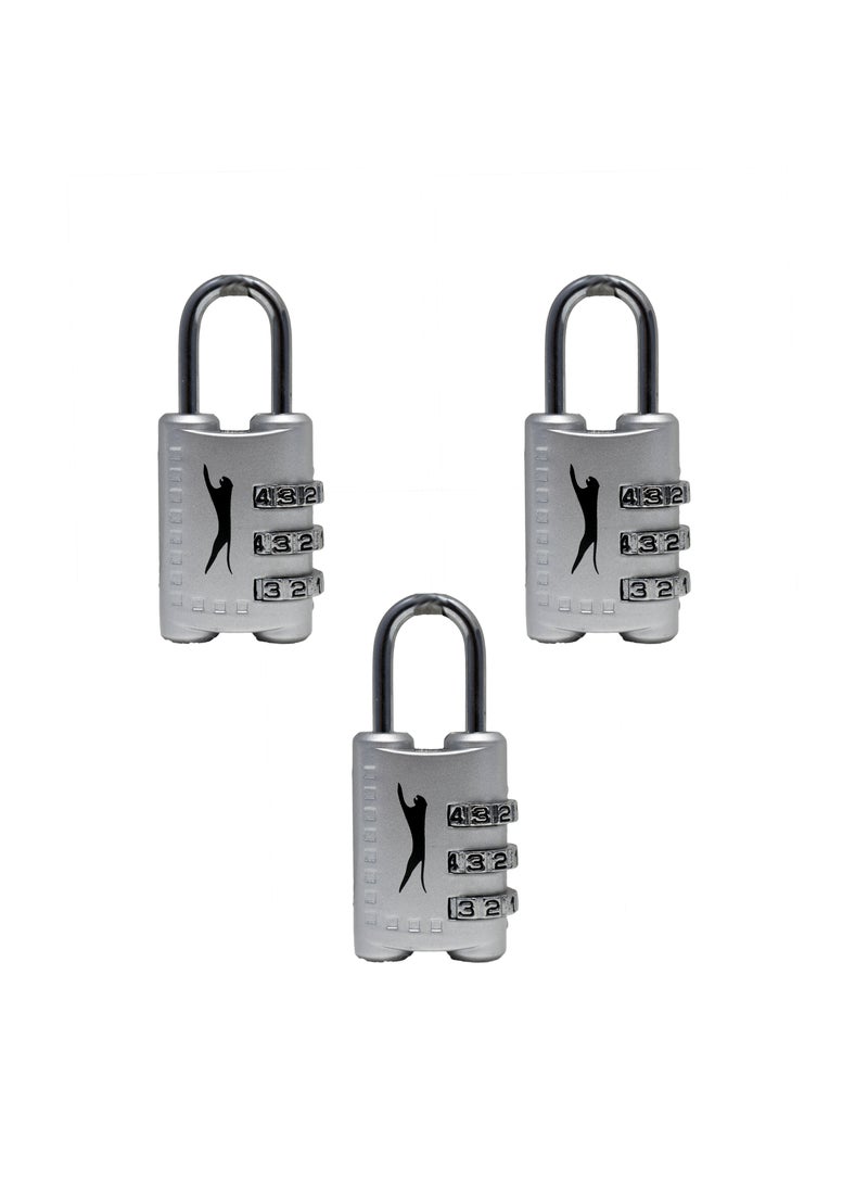 Slazenger - Slazenger Security 3 Dial Digital 3 Pack lock Set, SILVER - Image 1