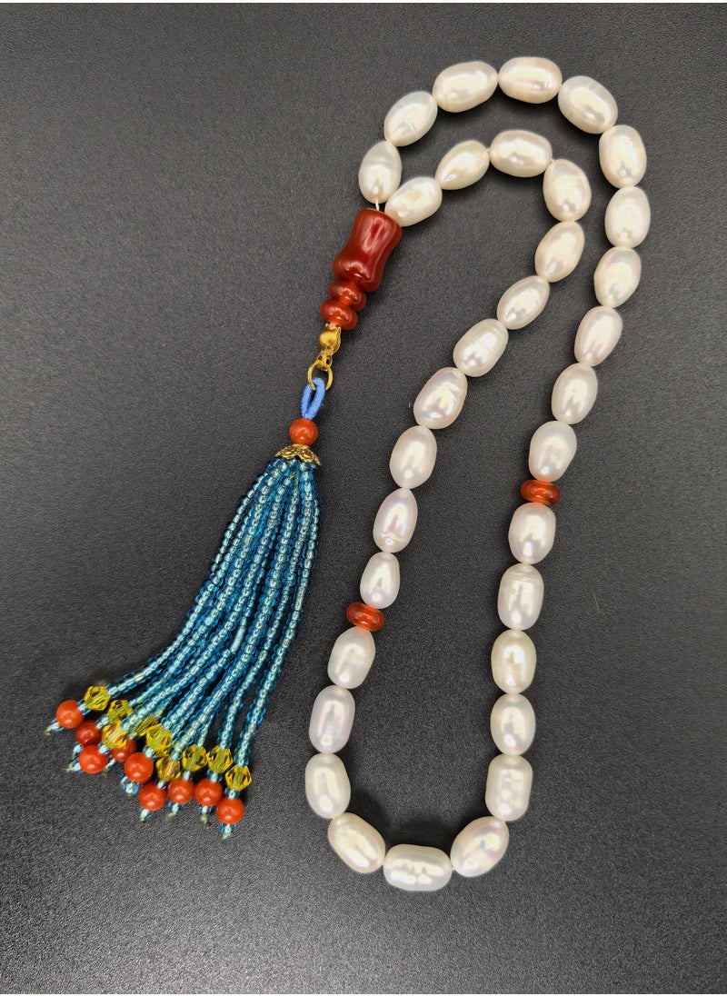 Fianser Tasbih 100% Natural Pearl Prayer Beads 33 Handmade Bead Tassel Tasbeeh Zikr 7*10 mm Muslim Islamic Arabic Ramadan Gift Exquisite  - Image 3