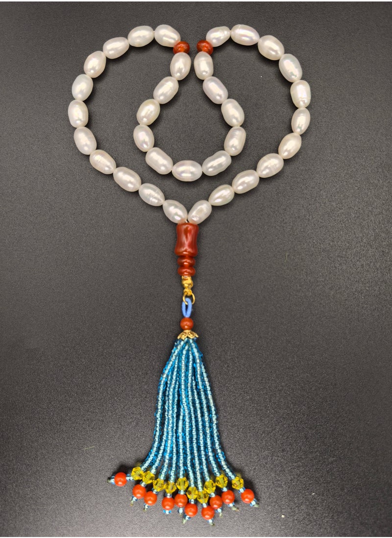 Fianser Tasbih 100% Natural Pearl Prayer Beads 33 Handmade Bead Tassel Tasbeeh Zikr 7*10 mm Muslim Islamic Arabic Ramadan Gift Exquisite  - Image 4