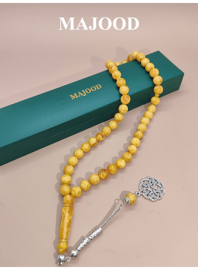 موجود 45 مسبحة صلاة من الراتنج الكهرماني/تسبيح/10 مم/للرجال والنساء - Image 1