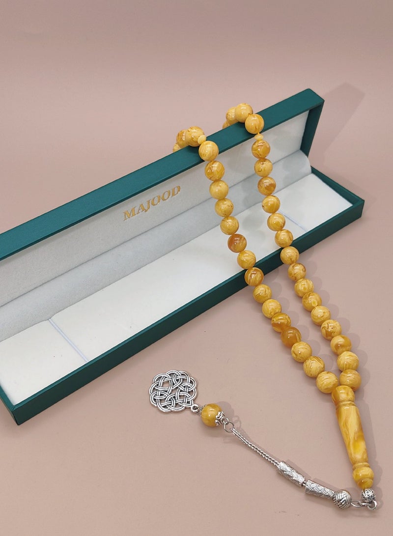 موجود 45 مسبحة صلاة من الراتنج الكهرماني/تسبيح/10 مم/للرجال والنساء - Image 5