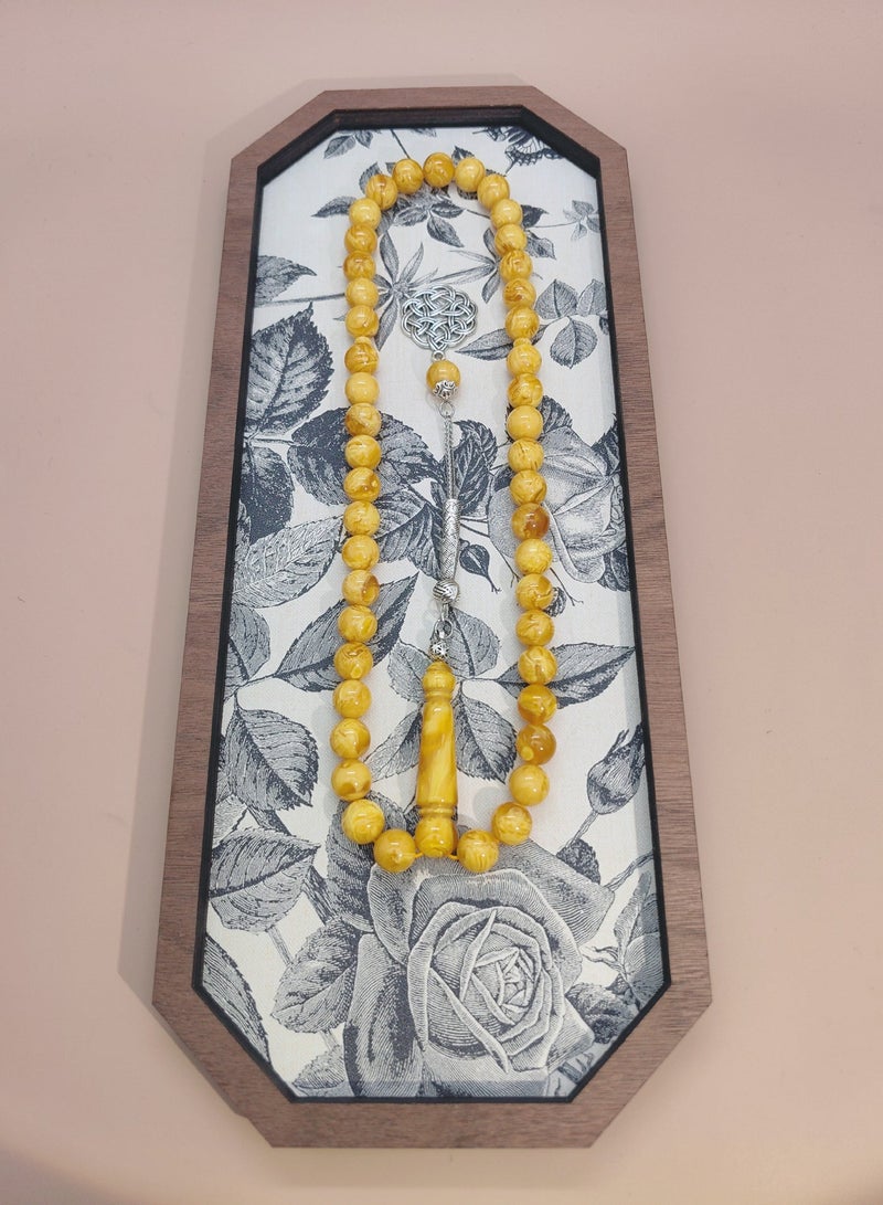 موجود 45 مسبحة صلاة من الراتنج الكهرماني/تسبيح/10 مم/للرجال والنساء - Image 3