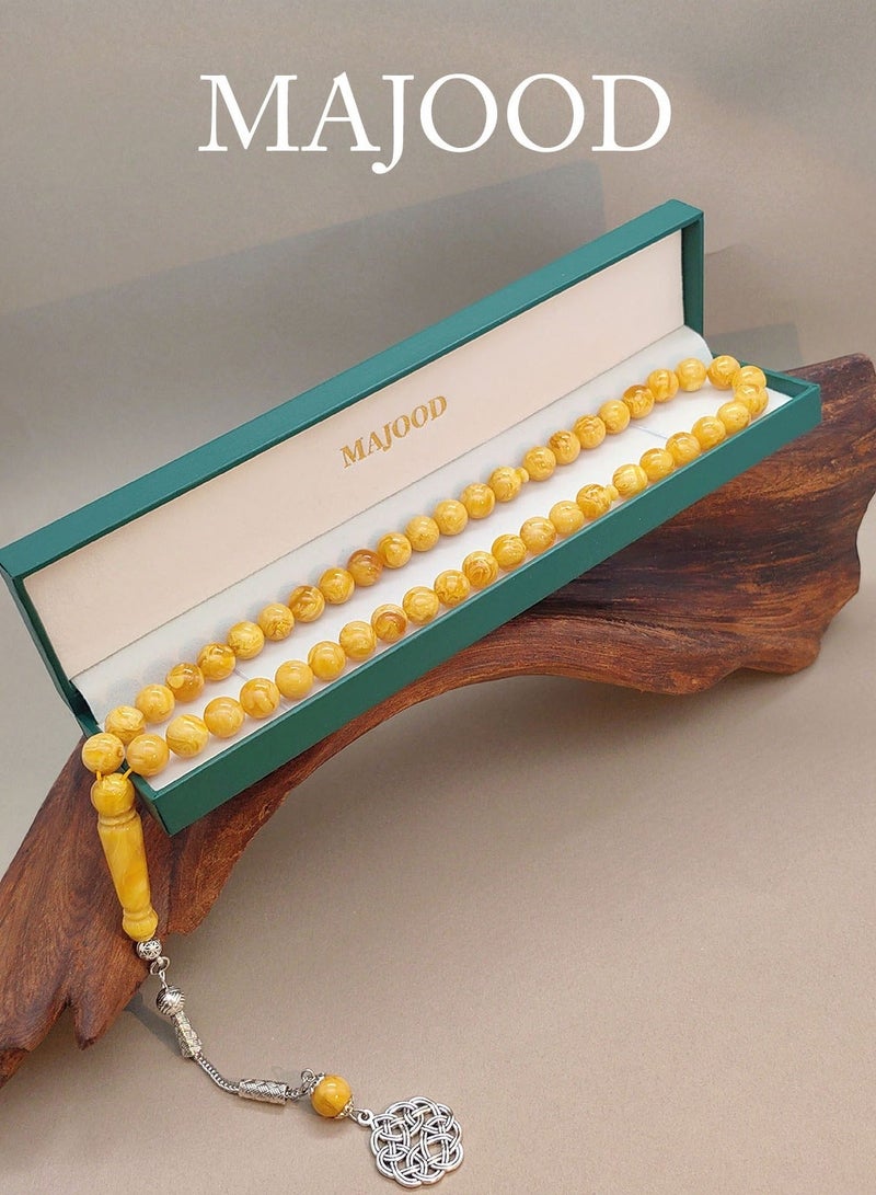 موجود 45 مسبحة صلاة من الراتنج الكهرماني/تسبيح/10 مم/للرجال والنساء - Image 2