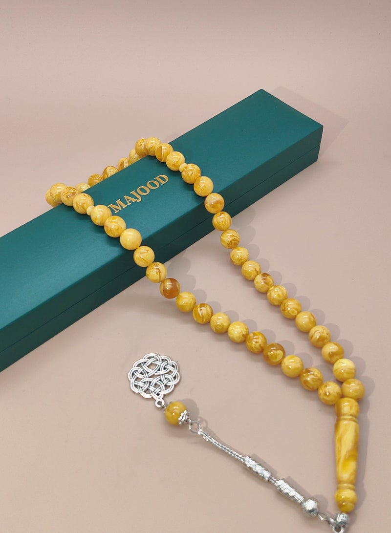 موجود 45 مسبحة صلاة من الراتنج الكهرماني/تسبيح/10 مم/للرجال والنساء - Image 4