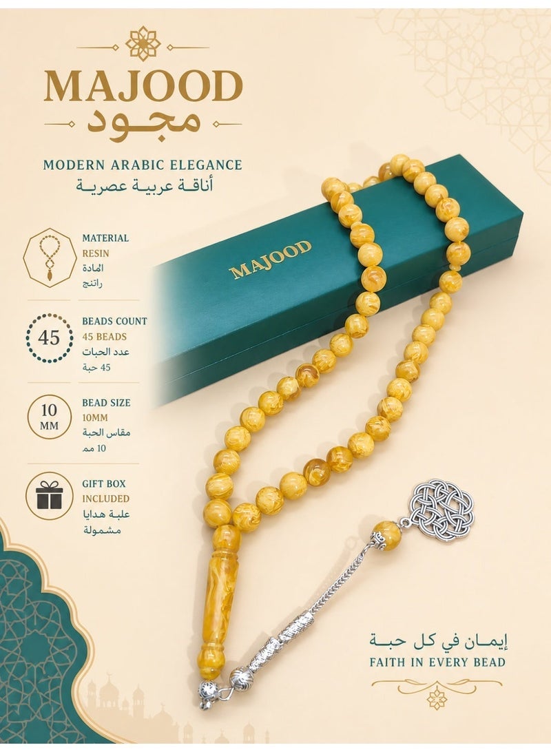 موجود 45 مسبحة صلاة من الراتنج الكهرماني/تسبيح/10 مم/للرجال والنساء - Image 1