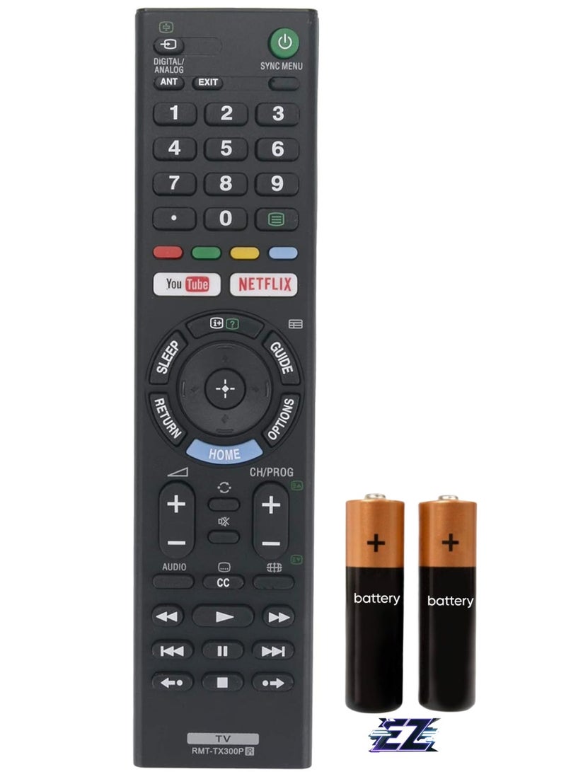 PopZa Remote Control RMT-TX300P for Sony Bravia TV & YouTube/Netflix KDL-40W660E KDL-32W660E KD-55X7000F with battery - Image 1