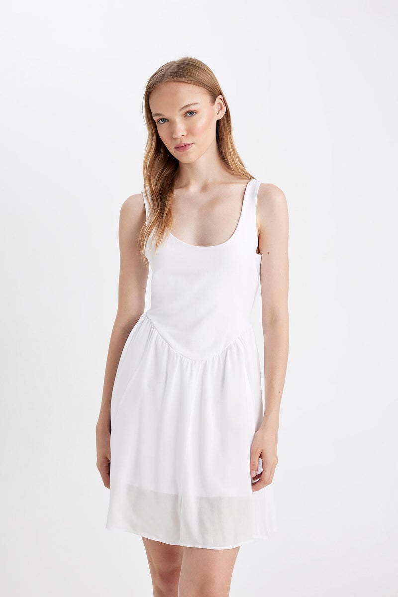 DeFacto Woman Round Neck White Strap Mini Dress  - Image 5