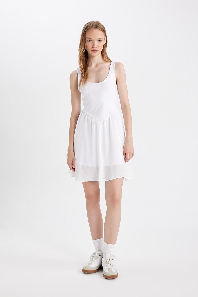 DeFacto Woman Round Neck White Strap Mini Dress  - Image 3