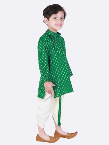 Superminis Boy's Cotton Kurta with Dhoti - Golden Thread Work, Round Collar, Side Button Kurta Set for Ethnic Wear (Green, 3-6 Months) - Image 5