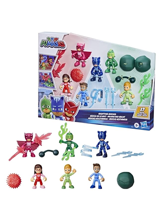 بي جيه ماسكس مجموعة شخصيات أبطال الليل، لعبة ما قبل المدرسة، 6 شخصيات حركة و11 ملحقًا للأطفال من سن 3 سنوات فما فوق - Image 1