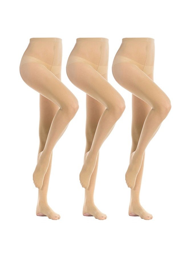 MANZI 3 Pairs Women's Girl's Dance Tights Convertible Transition Ballet Tights 40D Nude M(7-10y), 3 Pairs Nude, 7-10 Years - Image 2