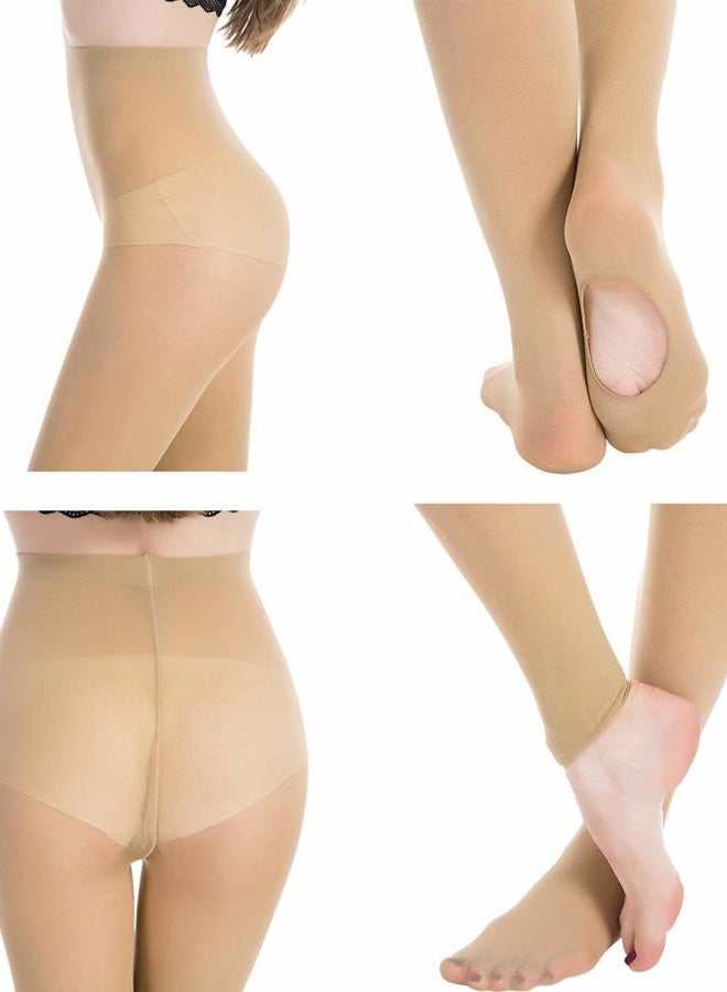 MANZI 3 Pairs Women's Girl's Dance Tights Convertible Transition Ballet Tights 40D Nude M(7-10y), 3 Pairs Nude, 7-10 Years - Image 3