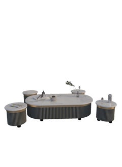 Luxury Marble Coffee Table Set - Dark Gray with Gold Finish - Large Table (Width: 61 cm, Length: 119 cm, Height: 31 cm) & 4 Side Tables (Diameter: 33 cm, Height: 31 cm). - pzsku/Z00BC8DD6B3DB589EB4C5Z/45/_/1737746734/f6ea988b-94c7-4e7c-af67-d5e221461dac