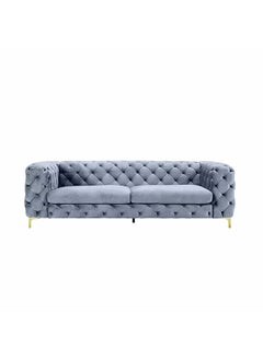 A to Z Furniture Corvus Tufted Velvet Chesterfield Rolled Arm Sofa in SkyBlue Color Chesterfield Rolled Arm Sofa 