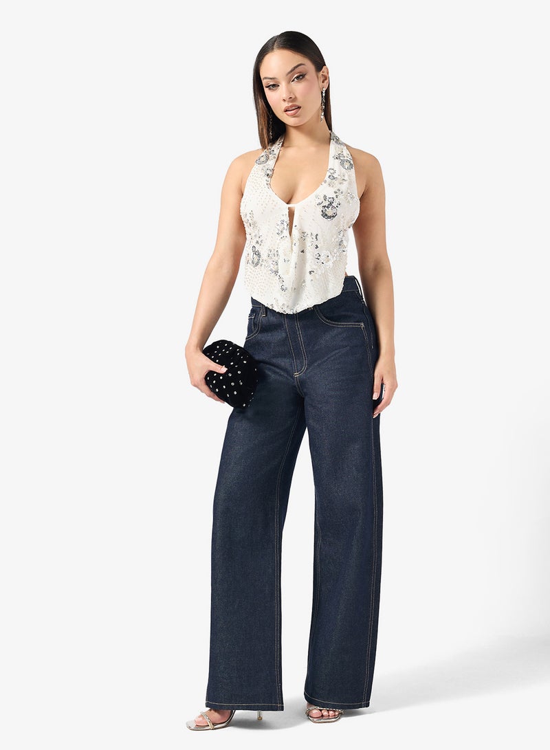 Ginger Halter Neck Sequin Embellished Top - Image 4