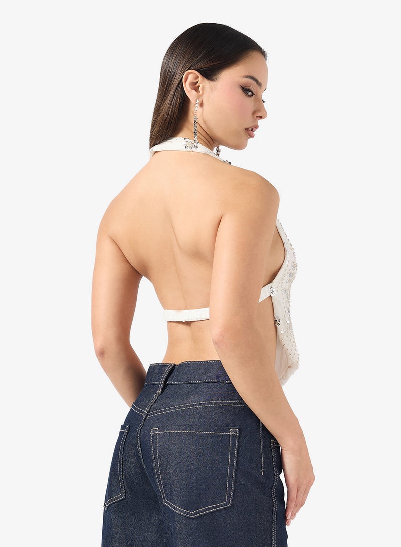Ginger Halter Neck Sequin Embellished Top - Image 2