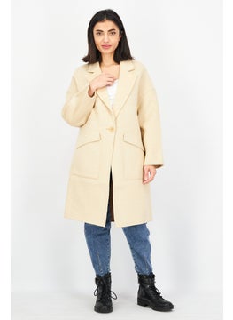 Women Wool Trench Coat, Mushroom Cream