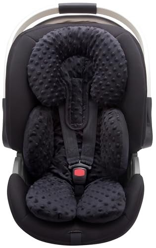 Pro Goleem Infant Car Seat Insert, Baby Head Neck Body Support, Soft Minky Newborn Car Seat Insert, 2-in-1 Reversible, Boys and Girls, Black - Image 1