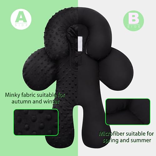 Pro Goleem Infant Car Seat Insert, Baby Head Neck Body Support, Soft Minky Newborn Car Seat Insert, 2-in-1 Reversible, Boys and Girls, Black - Image 5