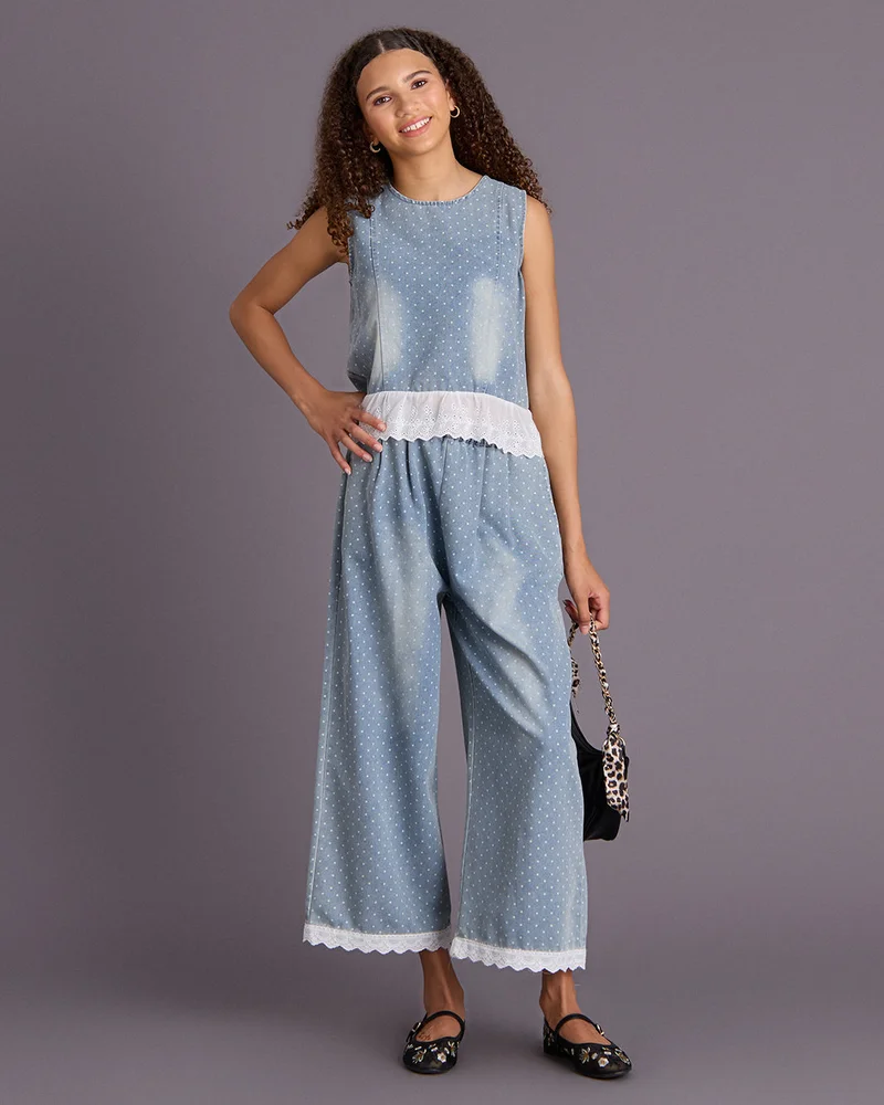 Redtag Girls Blue Sleeveless Blouse