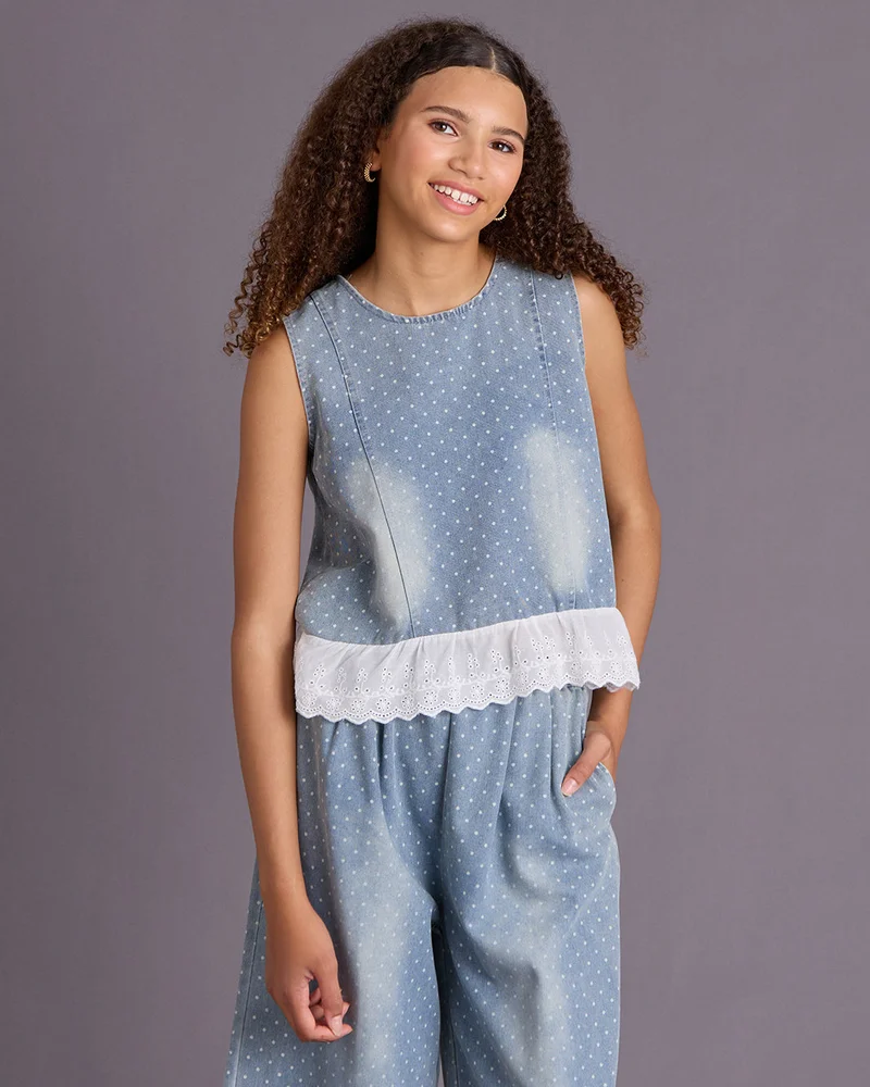 Redtag Girls Blue Sleeveless Blouse