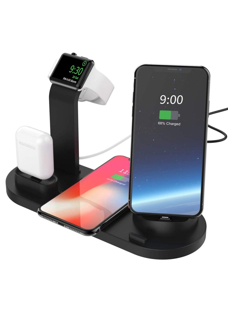 CATANES - Charging Stand 6 in 1 Wireless Charger for iPhone 14 Pro Max Apple Watch Multifunction Qi Charger for Apple Devices with Lightning USB-C Micro USB Dock - Image 1