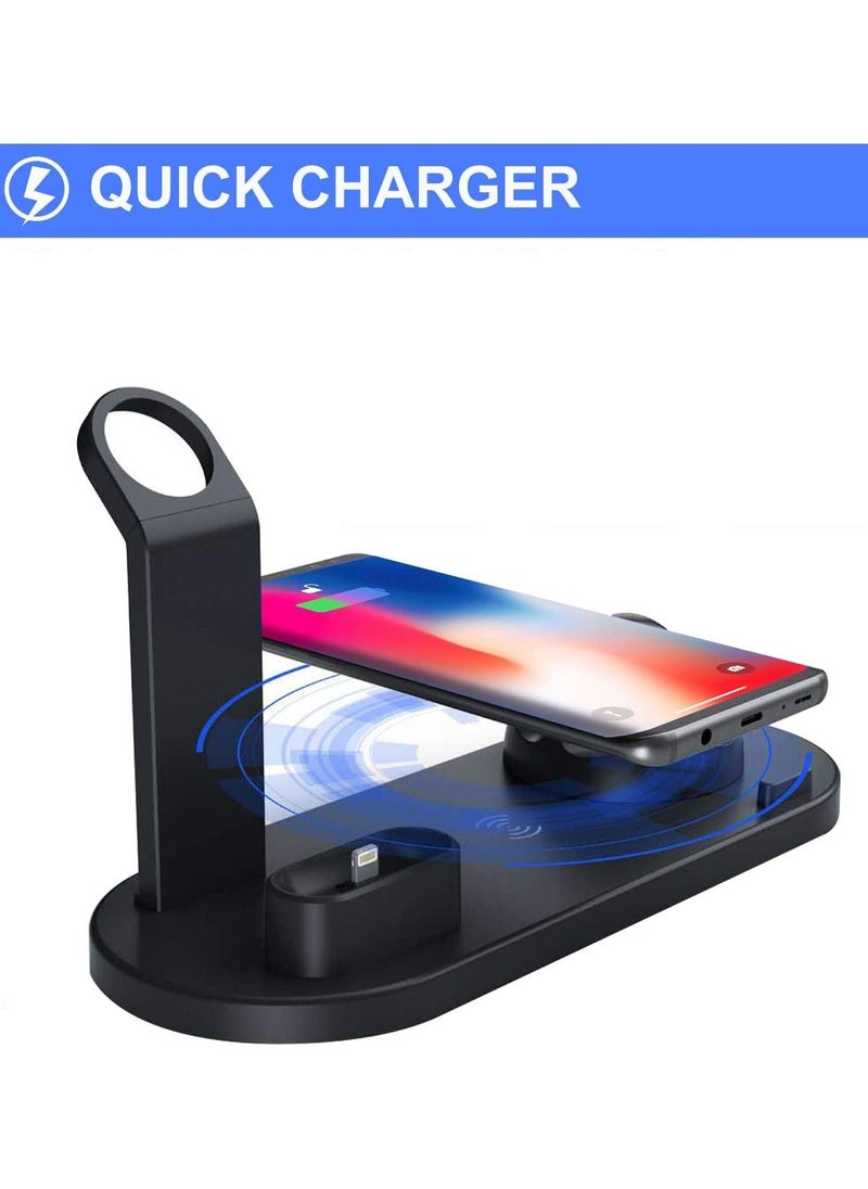 CATANES - Charging Stand 6 in 1 Wireless Charger for iPhone 14 Pro Max Apple Watch Multifunction Qi Charger for Apple Devices with Lightning USB-C Micro USB Dock - Image 1