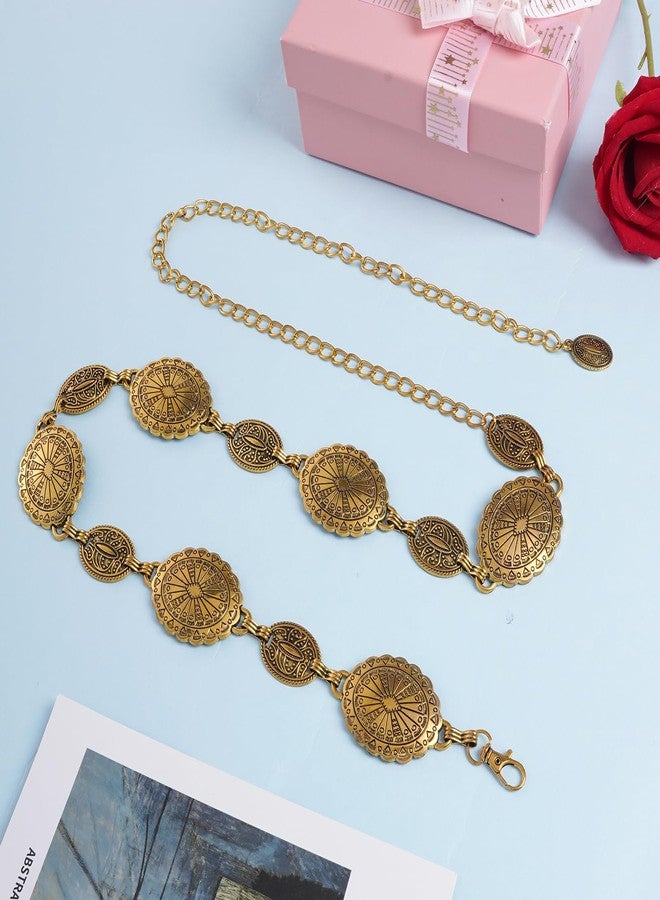 جمكوز حزام خصر معدني بيضاوي ذهبي قابل للتعديل بتصميم غربي من Jmkcoz، مناسب لفساتين الجينز والفتيات. - Image 4