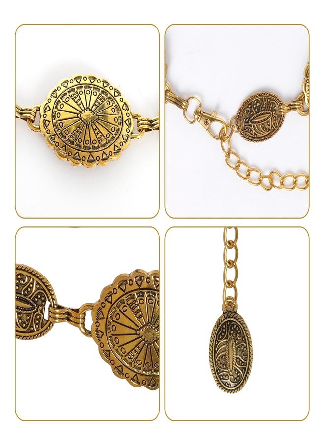 جمكوز حزام خصر معدني بيضاوي ذهبي قابل للتعديل بتصميم غربي من Jmkcoz، مناسب لفساتين الجينز والفتيات. - Image 3