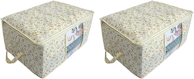 Kuber Industries Balanced structure Metalic Print Non Woven Under Bed Storage Bag, Brown, 64 X 47 X 32 Cm (Pack of 2) Trendy economical quality - Image 1