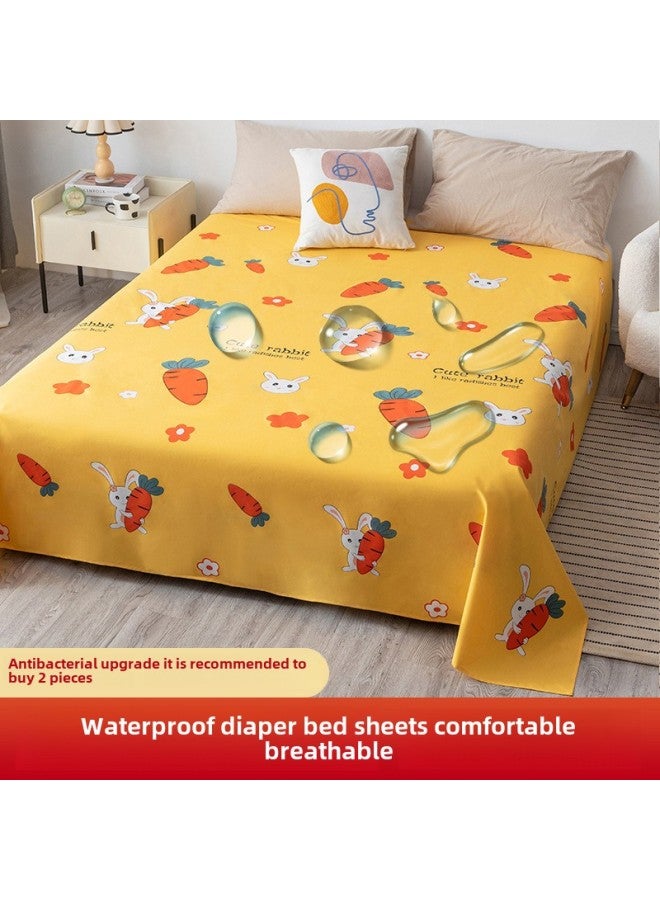 Waterproof Bed Sheet Cat Urine Hair Bed Cover Urine-Resistant Baby List Machine Washable Urine-Proof Cover Dog Rabbit Pet Cover Urine Pad-Color:Carrot-[waterproof And Breathable For All Seasons]-Specifications:Single Bed Sheets-230x250cm (applicable To 1.8 And 2m Beds)  - Image 1