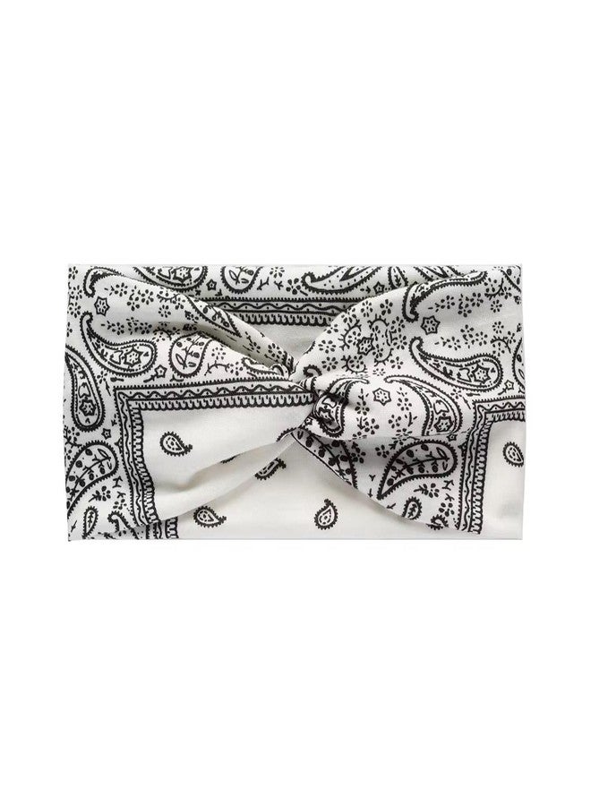 Future Tabs Bandana Knot Headband - Paisley Print Head Hair Wrap Cloth For Men & Women | Stretchable & Comfortable Headbands For Yoga, Jogging and Gym - White - Image 4