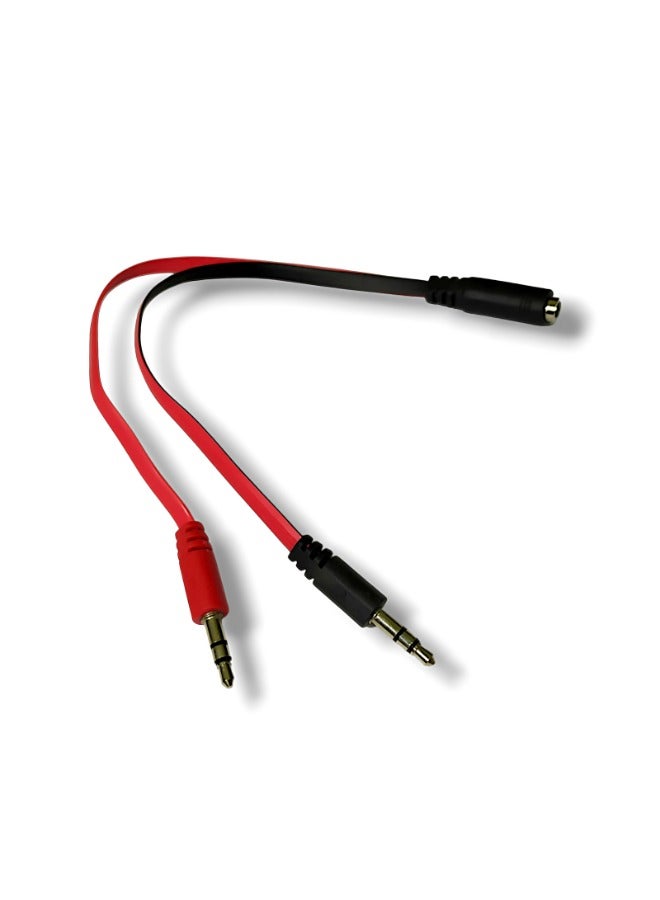 كابل تحويل اديو بمنفذ 3.5 ملم (2 في 1) من جاك صوت وميكرفون الى سوكت 1 لتشغيل سماعة الموبيل على الكمبيوتر واجهزه لاب توب - Image 1