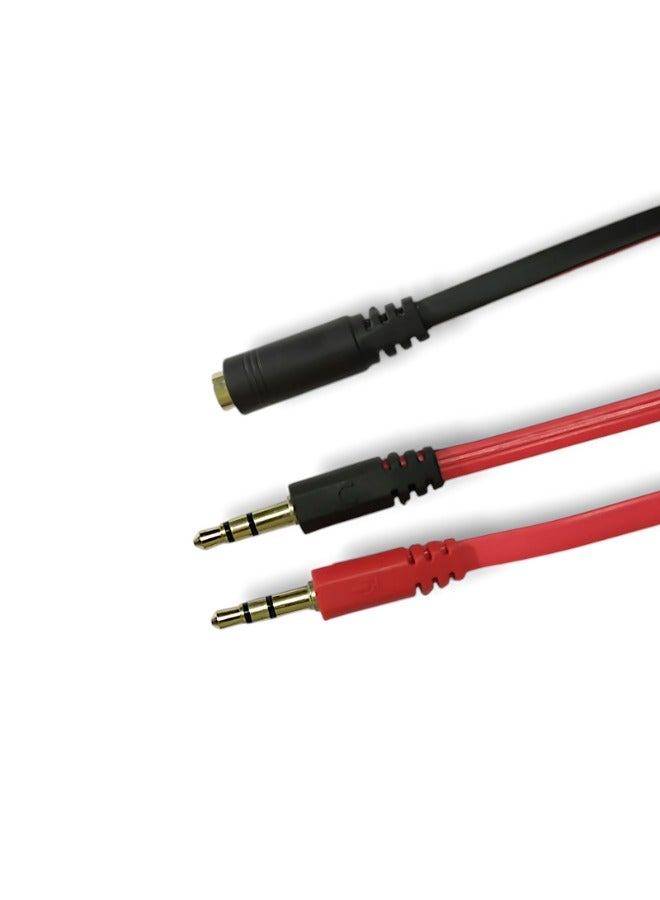 كابل تحويل اديو بمنفذ 3.5 ملم (2 في 1) من جاك صوت وميكرفون الى سوكت 1 لتشغيل سماعة الموبيل على الكمبيوتر واجهزه لاب توب - Image 2