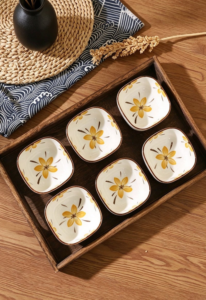 6 PC Ceramic dipping plate, household seasoning plate, small plate, exquisite dipping sauce plate, vintage tableware, snack and snack plate - Image 1