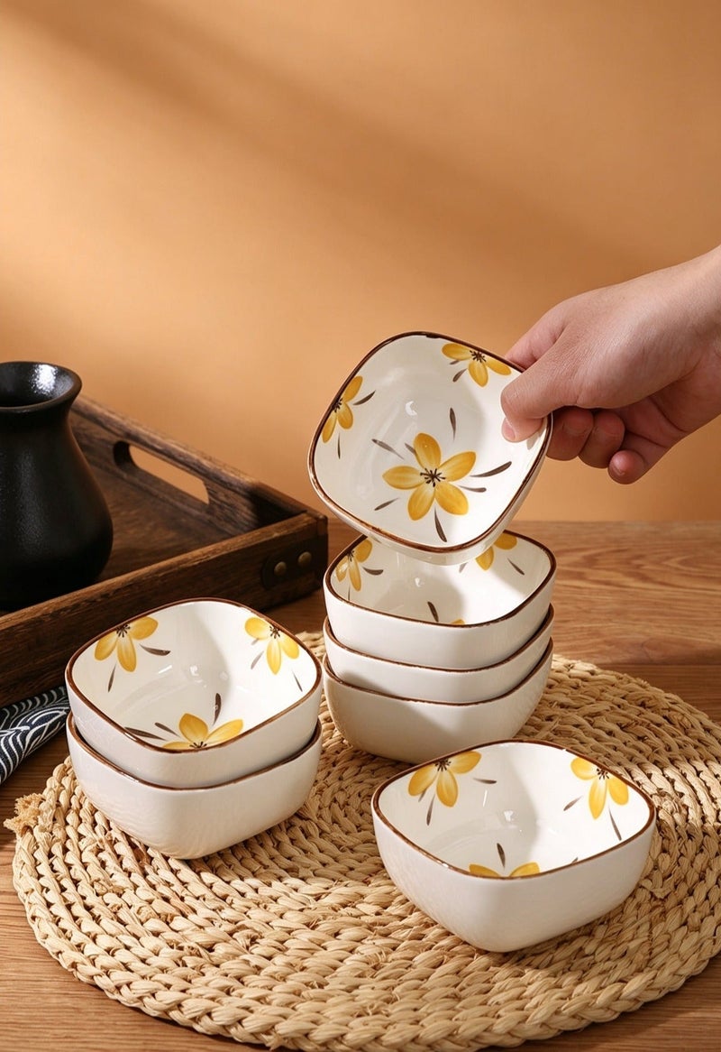 6 PC Ceramic dipping plate, household seasoning plate, small plate, exquisite dipping sauce plate, vintage tableware, snack and snack plate - Image 5