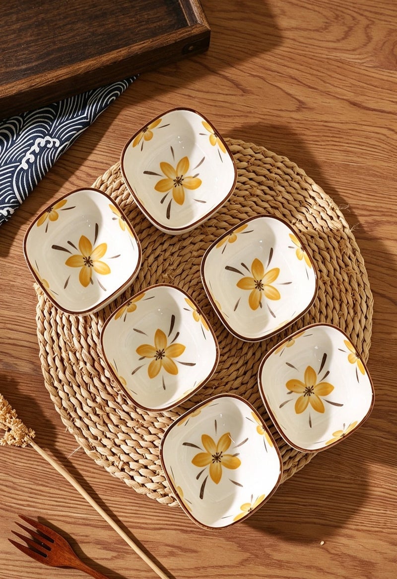 6 PC Ceramic dipping plate, household seasoning plate, small plate, exquisite dipping sauce plate, vintage tableware, snack and snack plate - Image 3