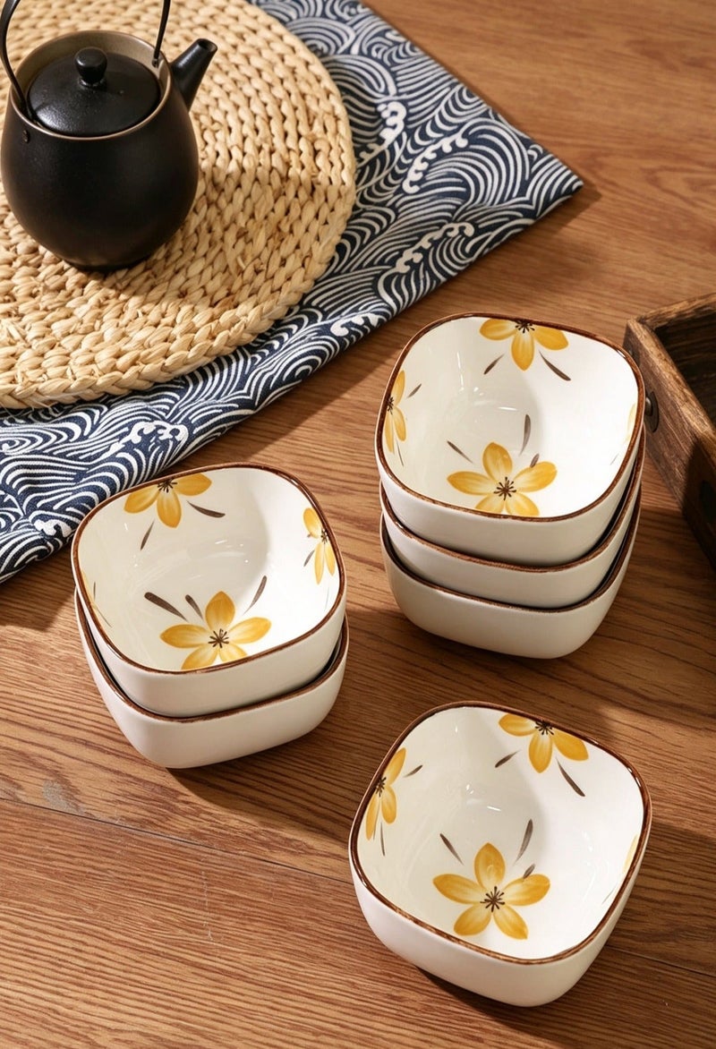 6 PC Ceramic dipping plate, household seasoning plate, small plate, exquisite dipping sauce plate, vintage tableware, snack and snack plate - Image 4