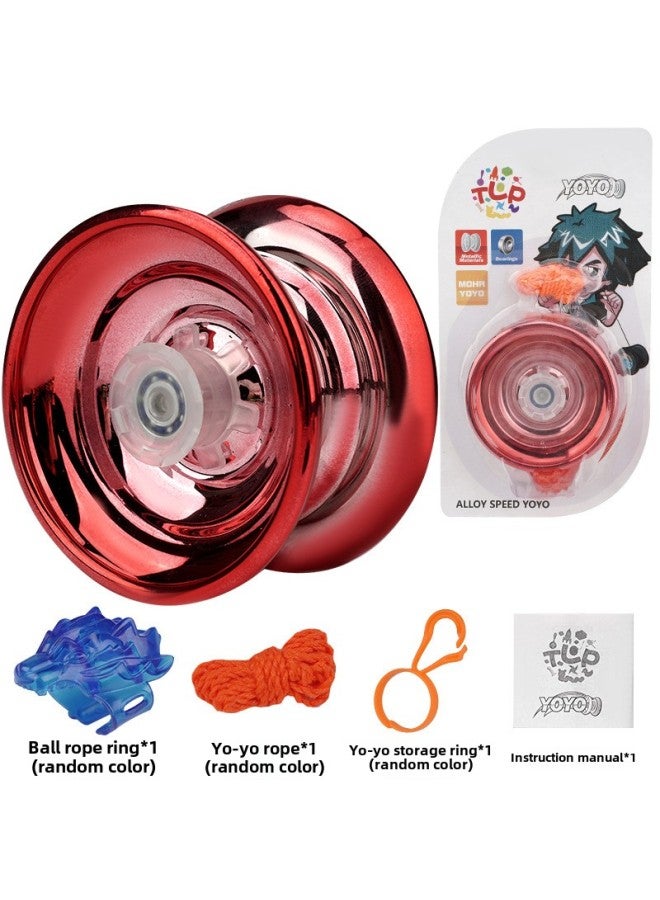 Alloy Yo-yo Light Yo-yo Automatic Sleeping Swing Dead Sleep Live Sleep Yoyoyo Ball Toy Gift Gloves-Color:Large Diameter Red Alloy Yo-Yo (no Light) + Hanging Ring - Image 1