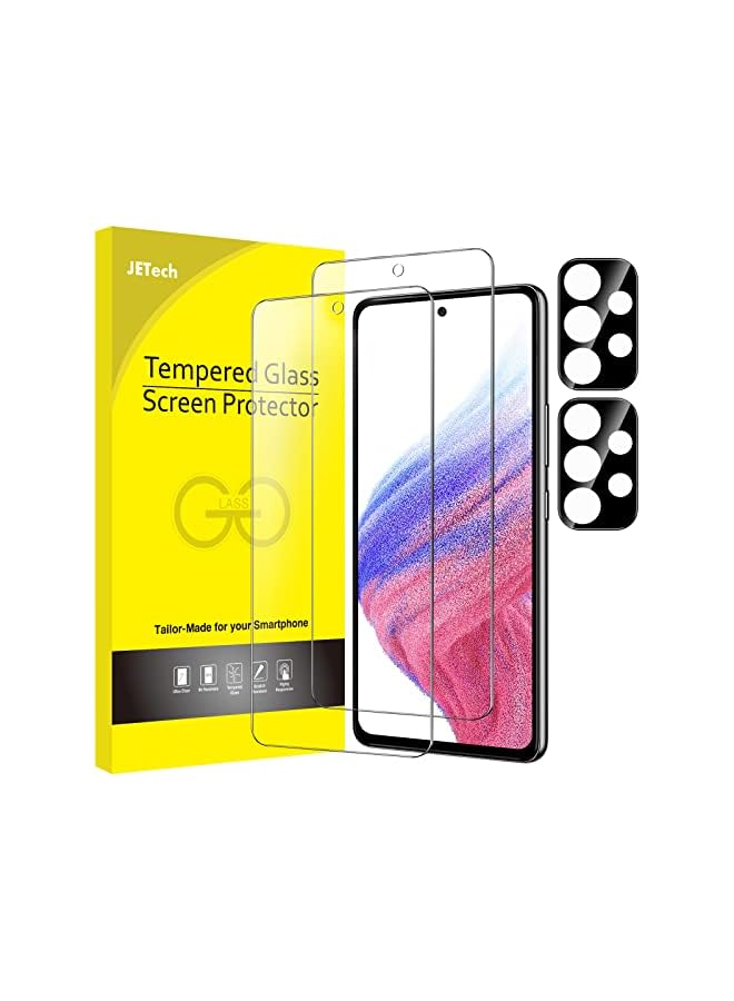 JETech Screen Protector for Samsung Galaxy A53 5G with Camera Lens Protector, Tempered Glass Film, HD Clear, 2-Pack Each - Image 1