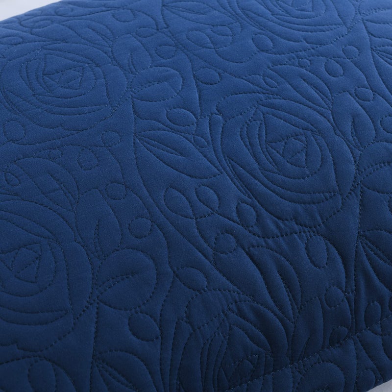MarCielo 2-Piece Embroidered Pillow Shams, Decorative Microfiber Pillow Covers Set, Standard Size (True Navy) - Image 4