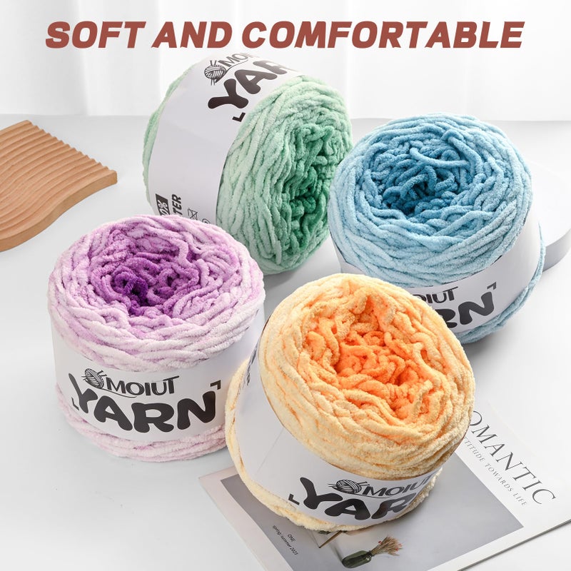 OMoiut Blanket Perfect Ombre Cake Yarn - Baby Yarn for Crocheting Soft - 3 Pack of 10.6oz/300g - #6 Super Bulky - 197 Yards for Knitting, Crafts & Amigurumi, Chunky Chenille Yarn(3 Spearmint) - Image 4
