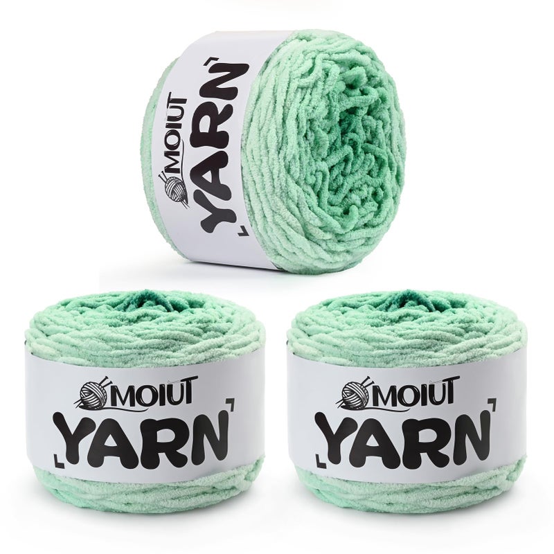 OMoiut Blanket Perfect Ombre Cake Yarn - Baby Yarn for Crocheting Soft - 3 Pack of 10.6oz/300g - #6 Super Bulky - 197 Yards for Knitting, Crafts & Amigurumi, Chunky Chenille Yarn(3 Spearmint) - Image 1