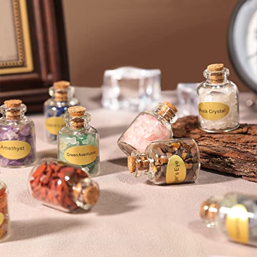 SUNYIK 9 Mini Gemstone Bottles Chip Crystal Healing Tumbled Gem Reiki Wicca Stones Set - Image 3