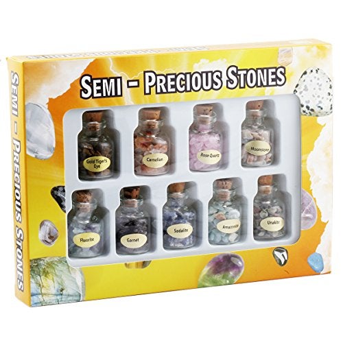 SUNYIK 9 Mini Gemstone Bottles Chip Crystal Healing Tumbled Gem Reiki Wicca Stones Set - Image 2